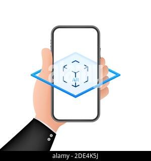 Virtual reality. AR for video game design. Media technology. Design concept augmented reality. Vector stock illustration. Stock Vector