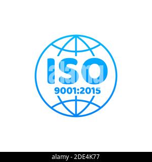 ISO 9001 Certified badge, icon. Certification stamp. Flat design vector. Stock Vector