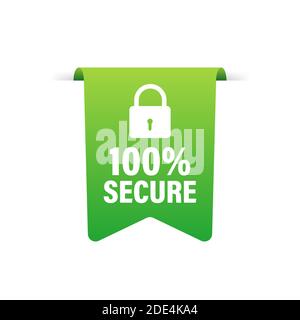 100 Secure grunge vector icon. Badge or button for commerce website. Vector stock illustration. Stock Vector