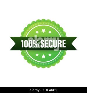 100 Secure grunge vector icon. Badge or button for commerce website. Vector stock illustration. Stock Vector