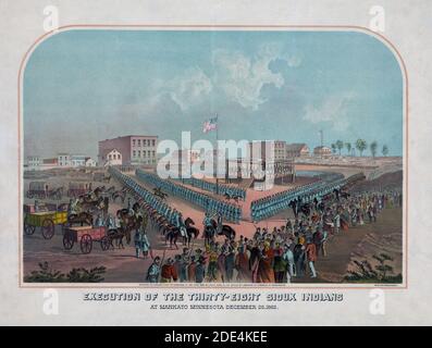 Execution of the thirty-eight Sioux Indians at Mankato Minnesota, December 25, 1862 Stock Photo