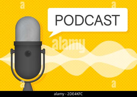 Podcast icon, vector symbol in flat isometric style isolated on color background. Vector illustration. Stock Vector
