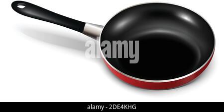 3d realistic vector pan for frying. Isolated on white background. Top view. Stock Vector