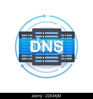 DNS Domain Name System Server. Global communication network concept. Web search concept. Vector illustration. Stock Vector