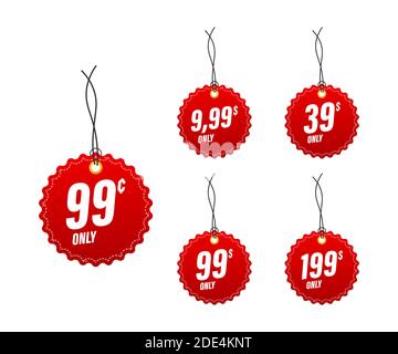 Discount sticker. Template with 99 only. Vector template design. Sale, price tag. Sale banner badge. Special offer price sign. Vector stock Stock Vector