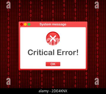 Vintage User Interface. Critical Error Warning Message. Vector stock illustration. Stock Vector