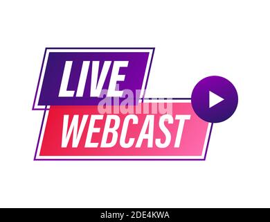Live Webcast Button, icon, emblem, label. Vector stock illustration. Stock Vector