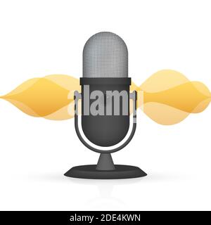 Podcast icon, vector symbol in flat isometric style isolated on color background. Vector illustration. Stock Vector
