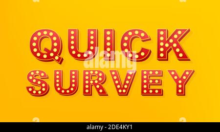Retro light text quick survey. Retro light bulb. Vector stock illustration. Stock Vector