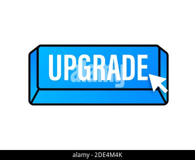 Upgrade blue square button. Vector stock illustration. Stock Vector