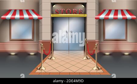 3d realistic vector cartoon store entrance. Stock Vector
