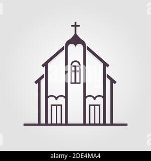 Church, great design for any purposes. Interior design. Line icon. Construction building logo icon. Vector stock illustration. Stock Vector
