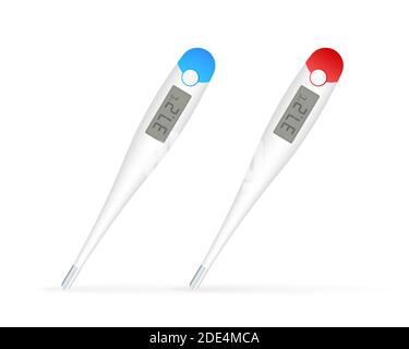 Medical thermometer. Thermometer on a white background. Digital thermometer. Vector illustration. Stock Vector