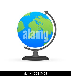 Earth globes isolated on white background. Flat planet Earth icon. Vector stock illustration. Stock Vector