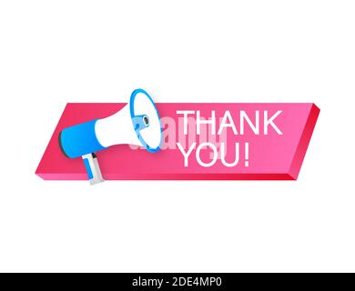 Hand Holding Megaphone with Thank you. Vector illustration. Stock Vector