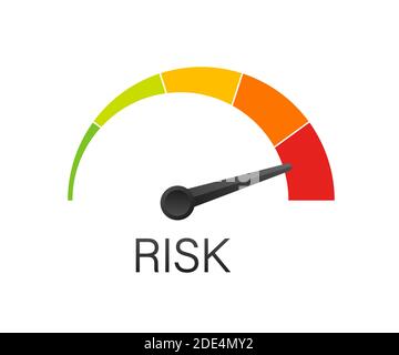 Risk icon on speedometer. High risk meter. Vector stock illustration ...