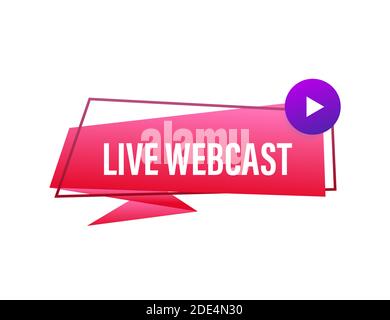 Live Webcast Button, icon, emblem, label. Vector illustration. Stock Vector
