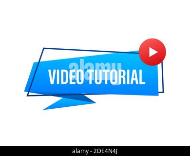 Video tutorials Button, icon, emblem, label. Vector illustration Stock Vector
