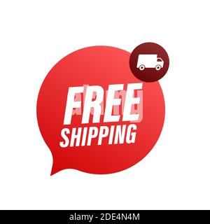 Free shipping. Badge with truck. Vector stock illustrtaion. Stock Vector