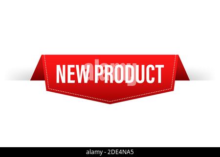 New product Red Label. Red Web Ribbon. Vector stock illustration. Stock Vector
