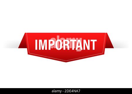 Important Red Label. Red Web Ribbon. Vector stock illustration. Stock Vector