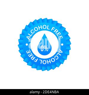 Alcohol free icon symbol on white background. Vector stock illustration. Stock Vector
