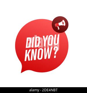 Did You Know Megaphone Label. Vector stock illustration Stock Vector
