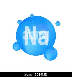 Na, Natrium blue shining pill capsule icon. Vector stock illustration. Stock Vector