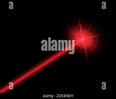 Abstract red laser beam. Isolated on transparent black background. Vector stock illustration Stock Vector