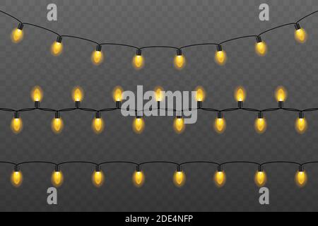 Christmas lights. Glowing lights for Xmas Holiday cards, banners, posters Stock Vector