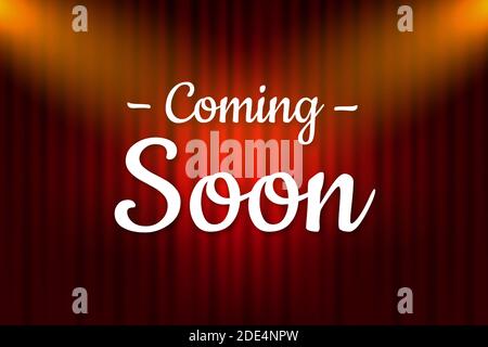 Light effect. Realistic coming soon for banner design. Banner sale poster. Podium realistic. Vector stock illustration. Stock Vector