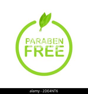 Green label paraben free. Symbol, sign. Organic, bio, eco symbol. Natural product. Vector stock illustration. Stock Vector