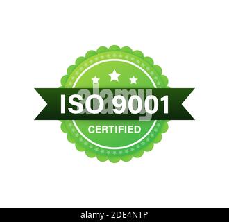 ISO 9001 Certified badge, icon. Certification stamp. Flat design vector. Stock Vector