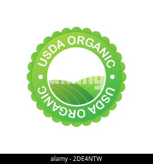 USDA organic emblems, badge, Sticker, logo, icon. Vector stock illustration. Stock Vector