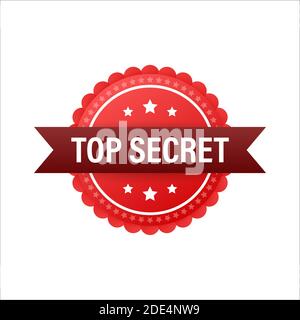 Top secret red label, stamp on white background. Vector stock illustration. Stock Vector