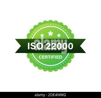 ISO 22000 Certified badge, icon. Certification stamp. Flat design vector. Stock Vector