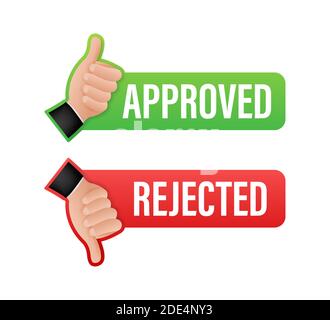 Approved and rejected label sticker icon. Vector stock illustration. Stock Vector