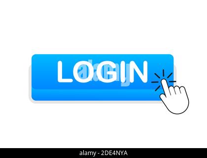 Login. Web banner. Arrow, cursor icon. Arrow vector icon. Hand click. Vector stock illustration. Stock Vector