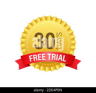 30 days free trial label, badge, sticker. Software promotions for free downloads. It can be used for application. Vector illustration. Stock Vector