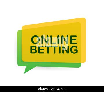 Online betting. Flat web banner with red bet now on white background for mobile app design. Vector stock illustration. Stock Vector
