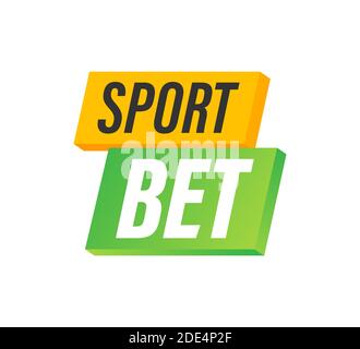 Sport bet. Flat web banner with red bet now on white background for mobile app design. Vector stock illustration. Stock Vector
