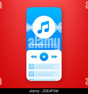 Mobile Application Interface. Music Player. Music app. Vector stock Illustration. Stock Vector