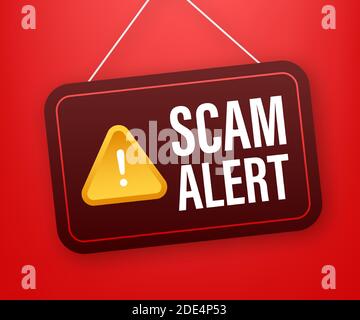 Scam alert. Hacker attack and web security vector concept, phishing scam. Network and internet security. Vector illustration. Stock Vector