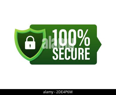 100 Secure grunge vector icon. Badge or button for commerce website. Vector stock illustration. Stock Vector