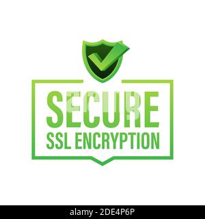 Secure connection icon vector illustration isolated on white background, flat style secured ssl shield symbols. Stock Vector