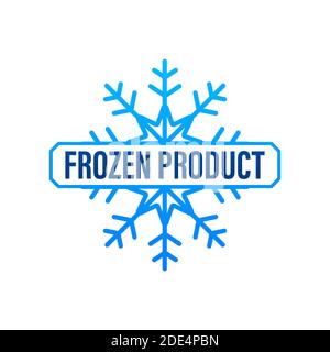 Blue frozen product on white background. Food logo. Vector stock illustration. Stock Vector