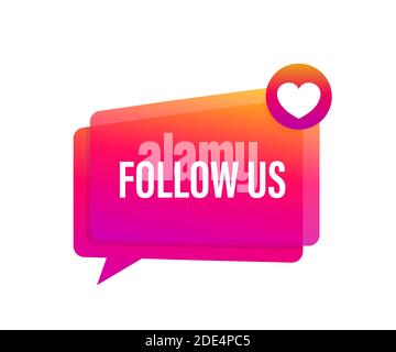 Button Follow us on white background. Vector illustration Stock Vector
