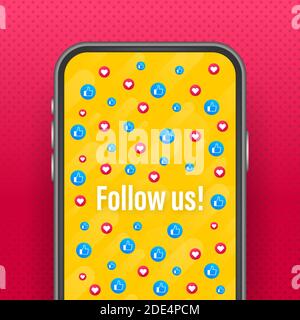 Button Follow us on white background. Vector illustration Stock Vector