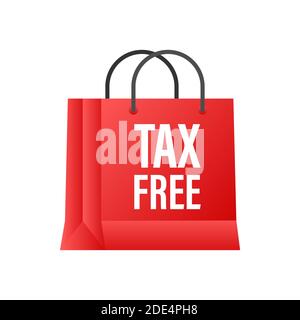 Modern red tax free sign on white background. Vector stock illustration. Stock Vector