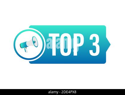 Top3 - Top Three colorful label on white background. Vector illustration. Stock Vector